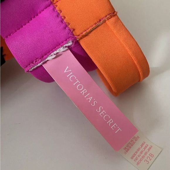 Victoria’s Secret Banded Hottie Halter Swim Top Size 32B Black Orange - Picture 5 of 6